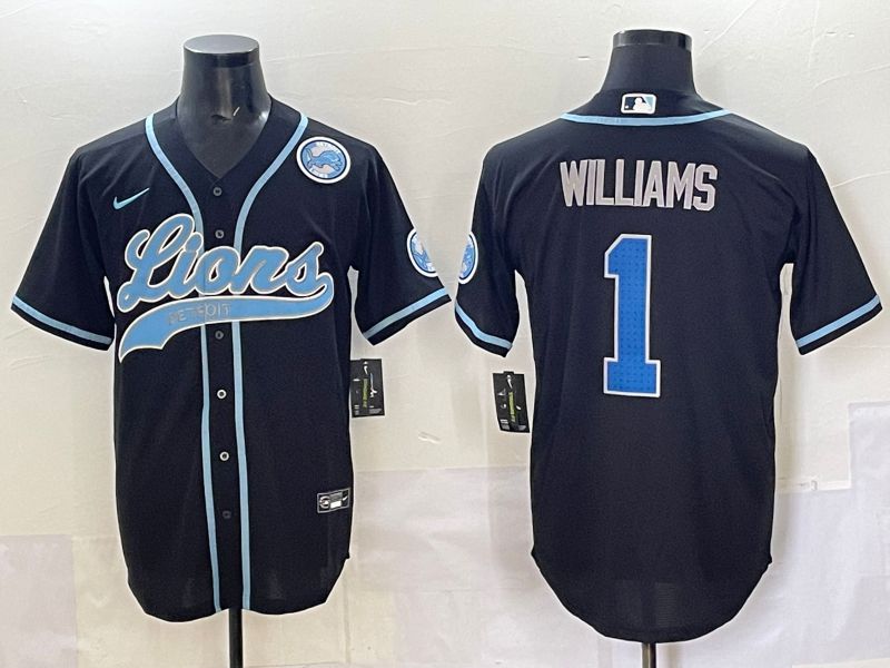 Men 2025 Detroit Lions #1 Williams Black  joint name 2024 Nike Limited NFL Jersey style 6->detroit lions->NFL Jersey